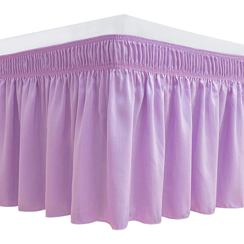 Wrap-Around Ruffle Bed Skirt with Elastic Belt - 15 Inch Drop