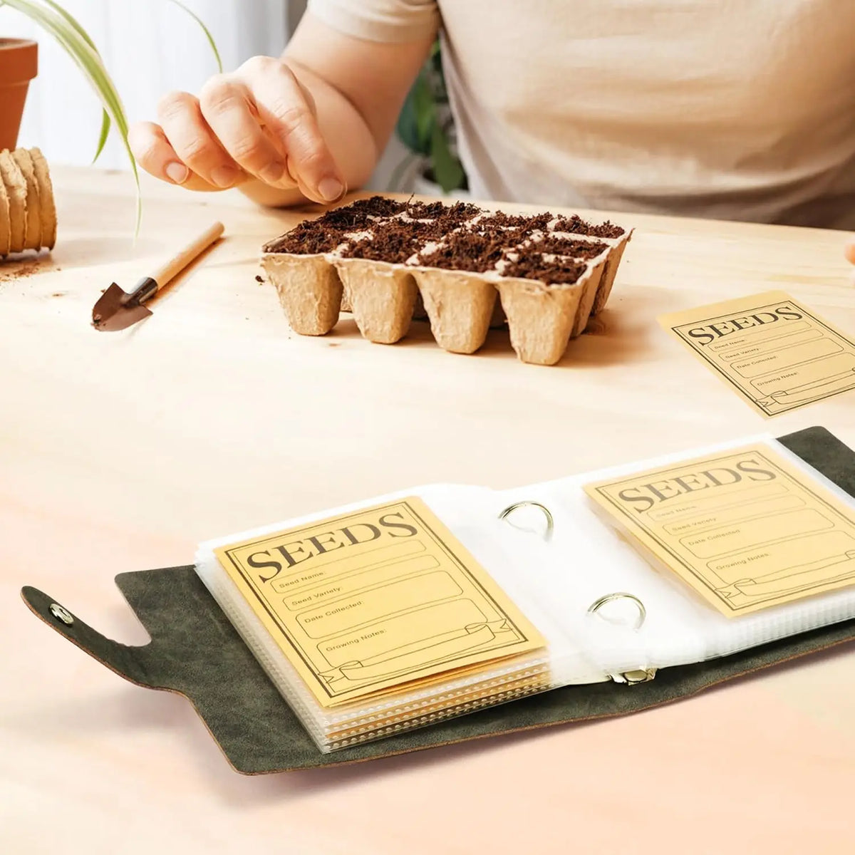 Garden Seed Organizer Binder with Self-Sealing Envelopes