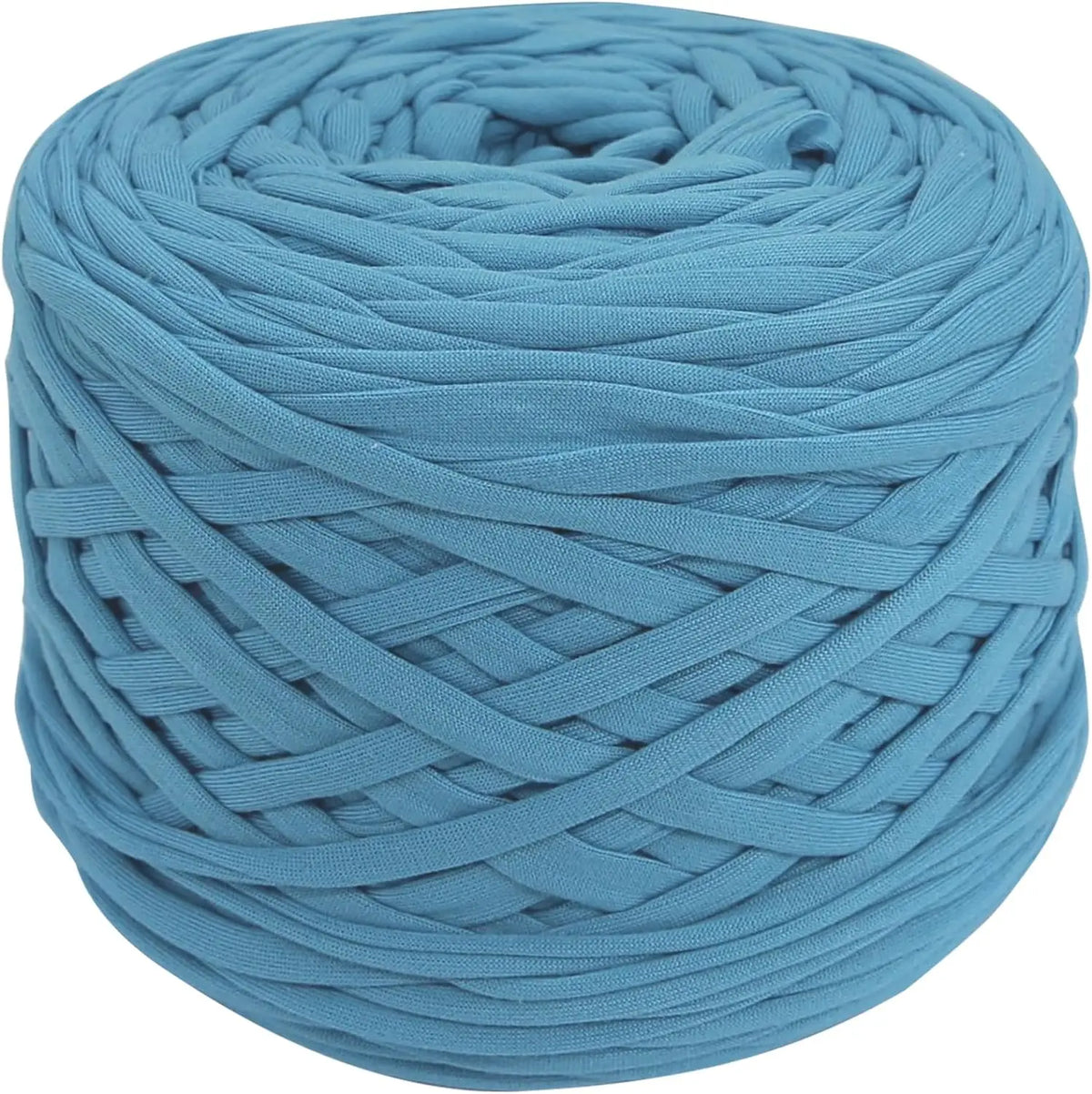 Eine Kugel dicker, blauer Polyester-Strang, fest aufgewickelt.