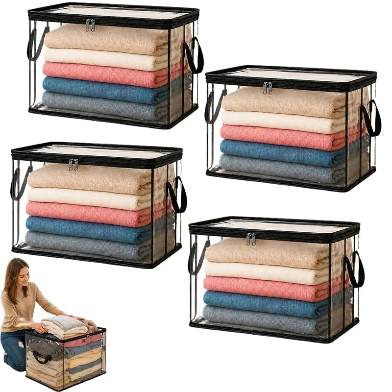 Large Clear PVC Storage Box with Hinged Lid