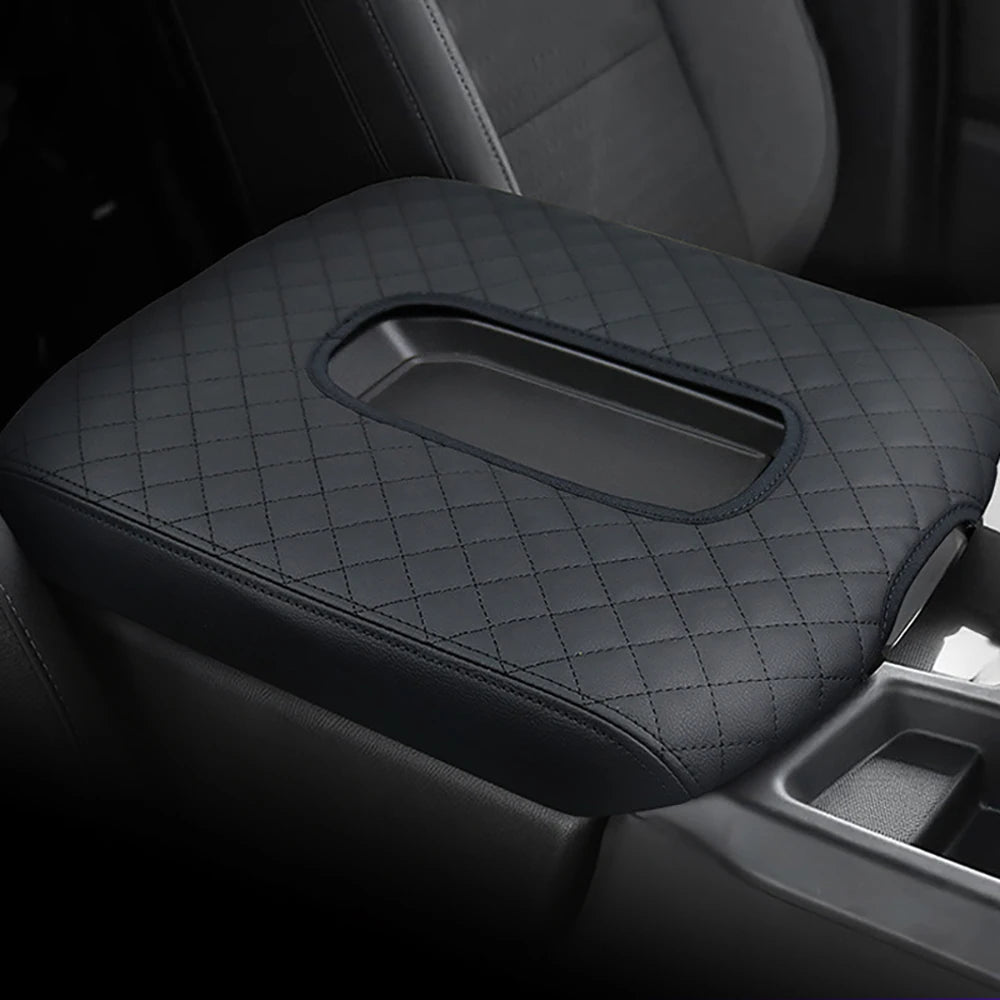 Black microfiber leather custom fit center console armrest pad for Chevrolet Silverado