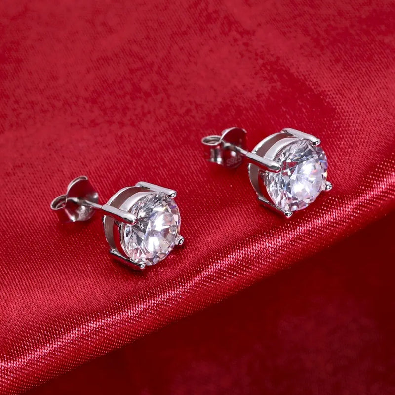 8mm D-Color Moissanite Stud Earrings in 925 Sterling Silver