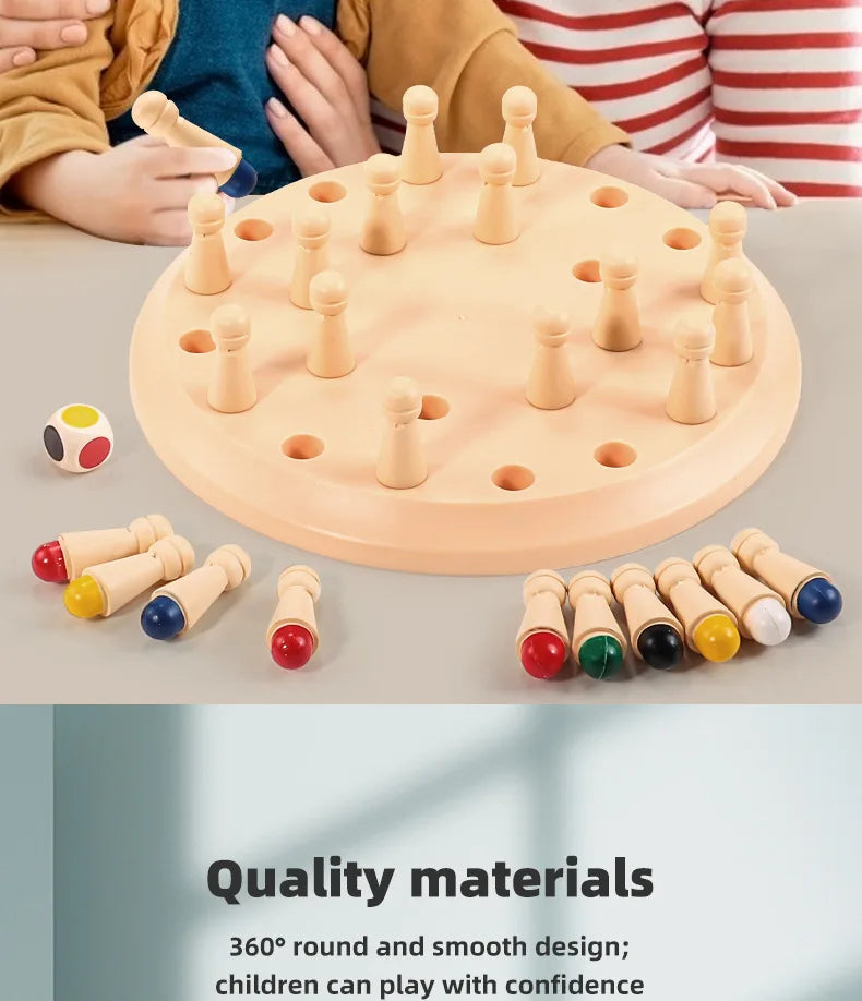 Wooden Memory Match Stick Chess Game – Montessori Color Matching Board Game