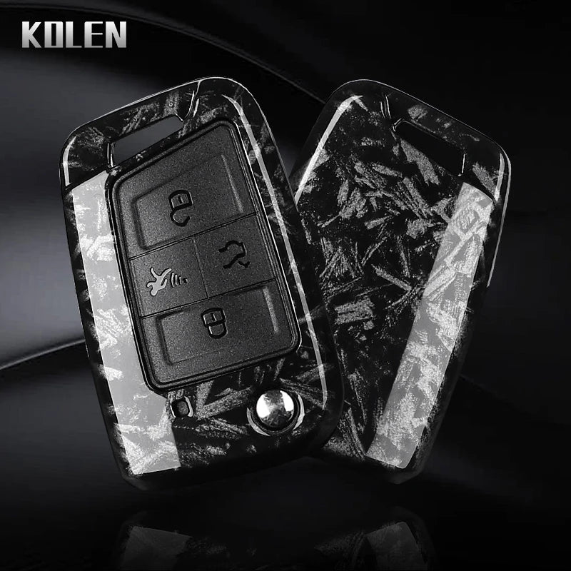 Carbon Fiber Car Key Case Cover for VW, SEAT & Skoda