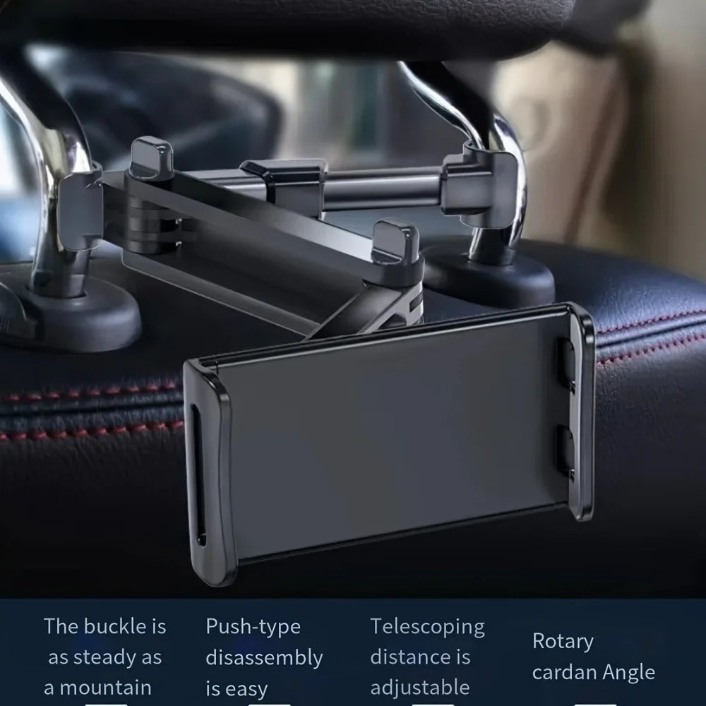 Support de dossier de voiture noir avec mécanisme télescopique rotatif pour maintenir une table