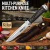 Versatile Kitchen Knife with Wooden Handle and Leather Sheath