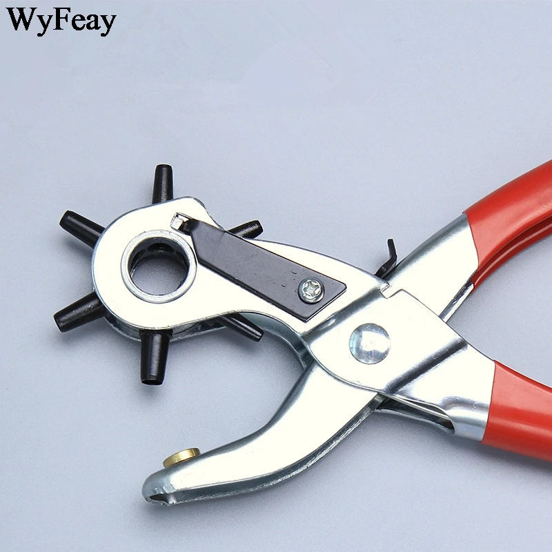 Heavy-Duty Leather Hole Punch Tool with 6 Interchangeable Sizes