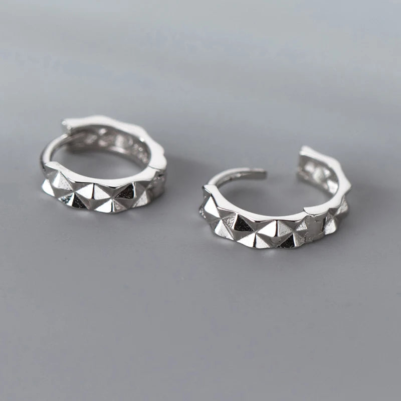 Boucles d'oreilles créoles géométriques en argent sterling 925