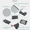 Detail view of a foldable waterproof baby changing pad showing features like sponge pillow, tissue pocket, zip pockets, and s