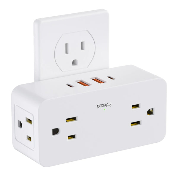 8-Outlet Wall Power Hub with USB-C and USB-A Ports and Surge Protection