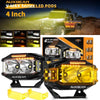 4 Inch LED Driving Lights with Amber DRL and Side Shooter