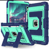 A dual-color protective case for iPads, featuring teal and dark blue accents.