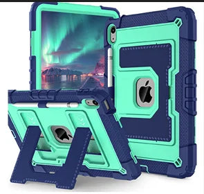 A dual-color protective case for iPads, featuring teal and dark blue accents.