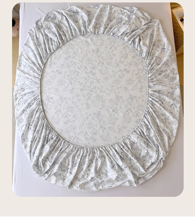 Floral 100% Cotton Fitted Sheet with Elastic Edges