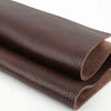 Roll of dark brown top-grain cowhide leather fabric, 4mm thick.