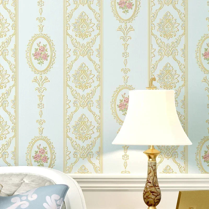 3D Glitter Metallic Stripe Wallpaper Roll