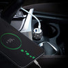 A smartphone screen displaying 59% battery charge is shown next to a rhinestone dual USB car charger in a car interior.