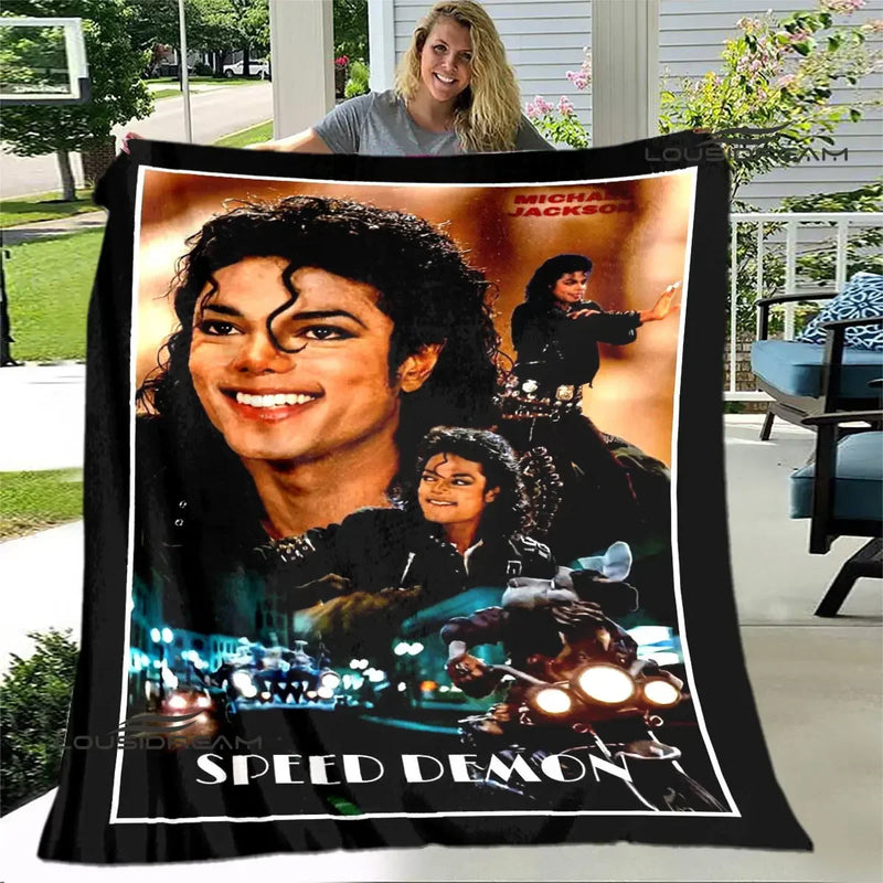 Michael Jackson Retro Print Coral Fleece Decke