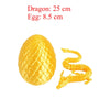 Yellow dragon figurine with an egg, measuring 25 cm long and 8.5 cm wide.