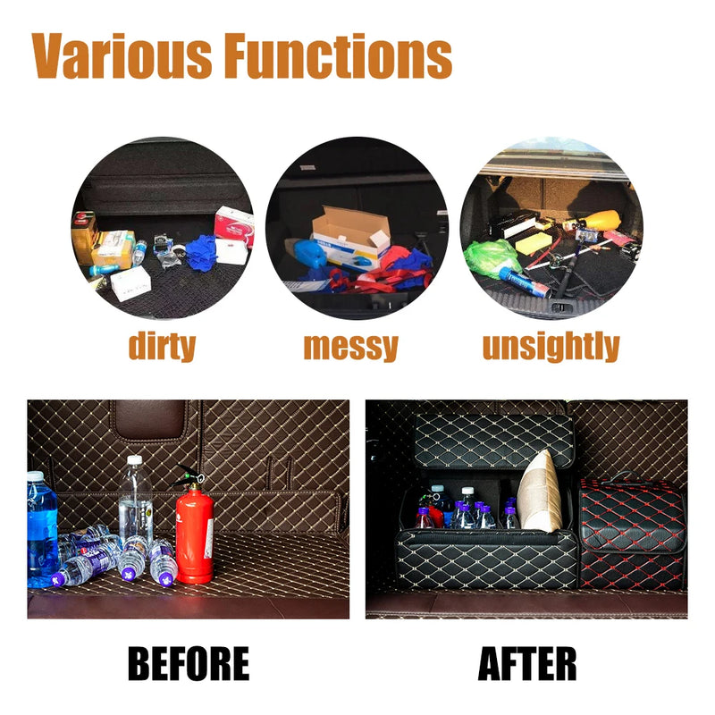 Folding PU Leather Car Trunk Organizer
