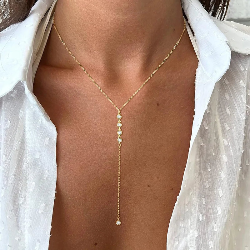 Y-Lariat Layered Gold Necklace