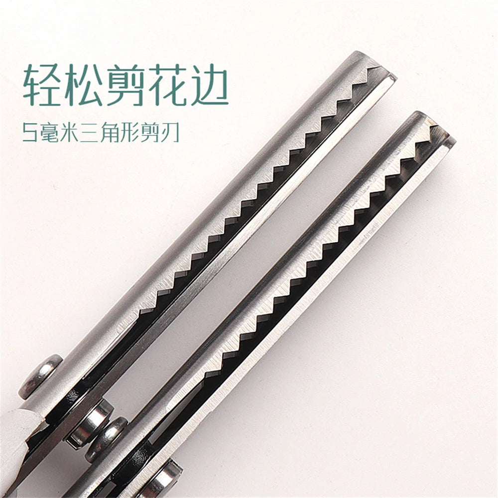 Pair of stainless steel professional pinking shears with zigzag blades