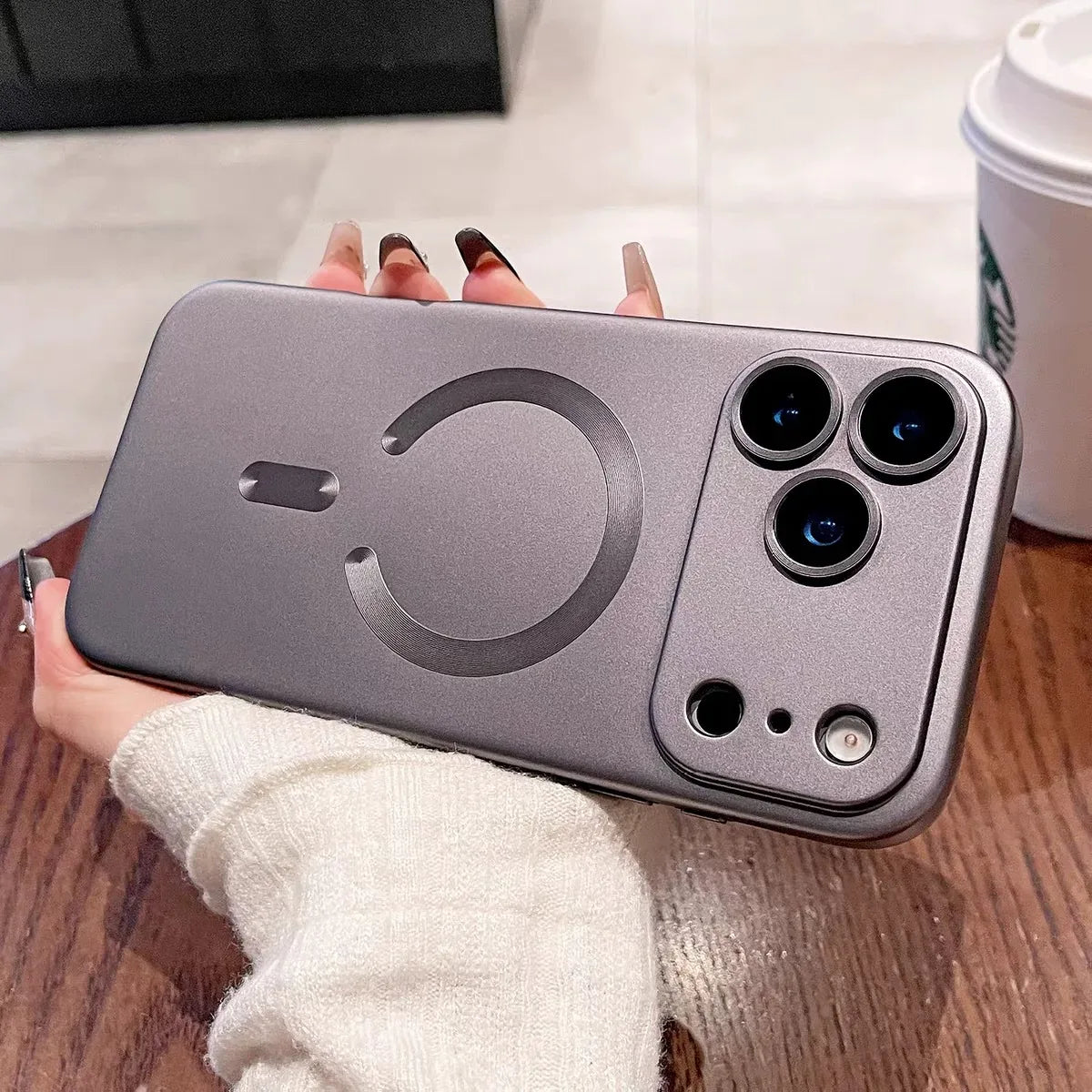 Metallic Magnetic Phone Case with Camera Lens Protection