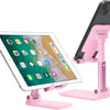 Pink Foldable Phone & Tablet Stand with Adjustable Viewing Angle