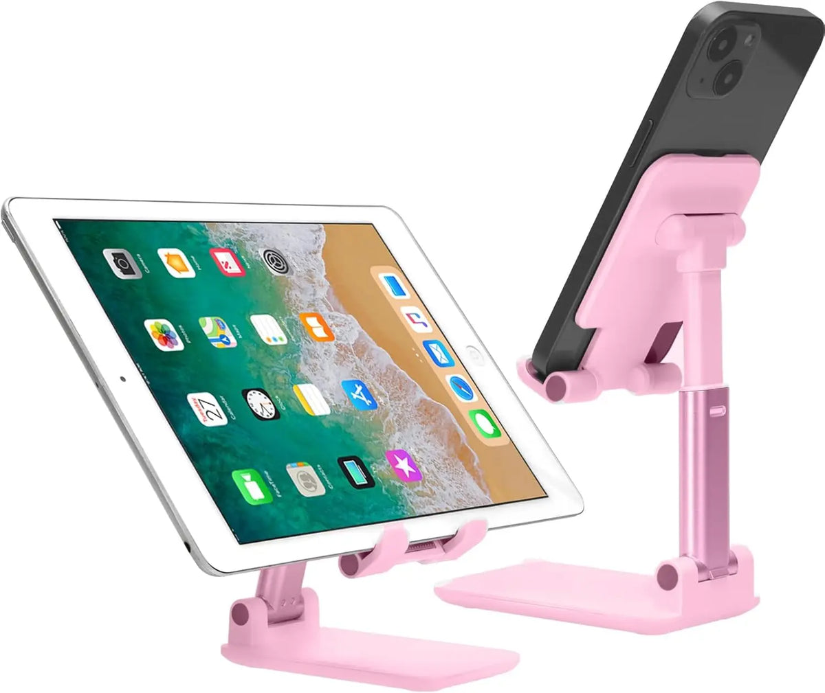 Pink Foldable Phone & Tablet Stand with Adjustable Viewing Angle