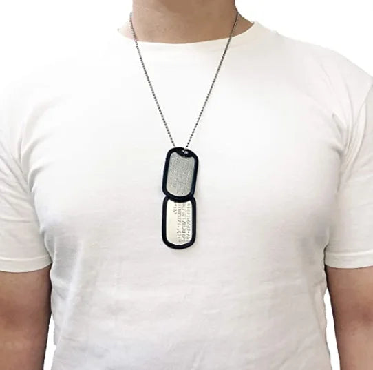 Personalized Stainless Steel Dog Tag Necklace Set - Military Style with Rubber Silencers