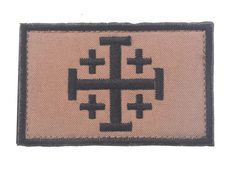 Embroidered Crusader Cross Tactical Patch with Hook and Loop Backing