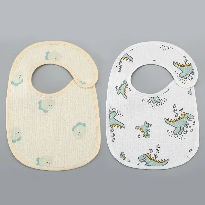 Soft Cotton Baby Bibs with Waterproof Backing – Set of 2