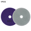 One purple and one gray diamond polishing pad set for stone and concrete.