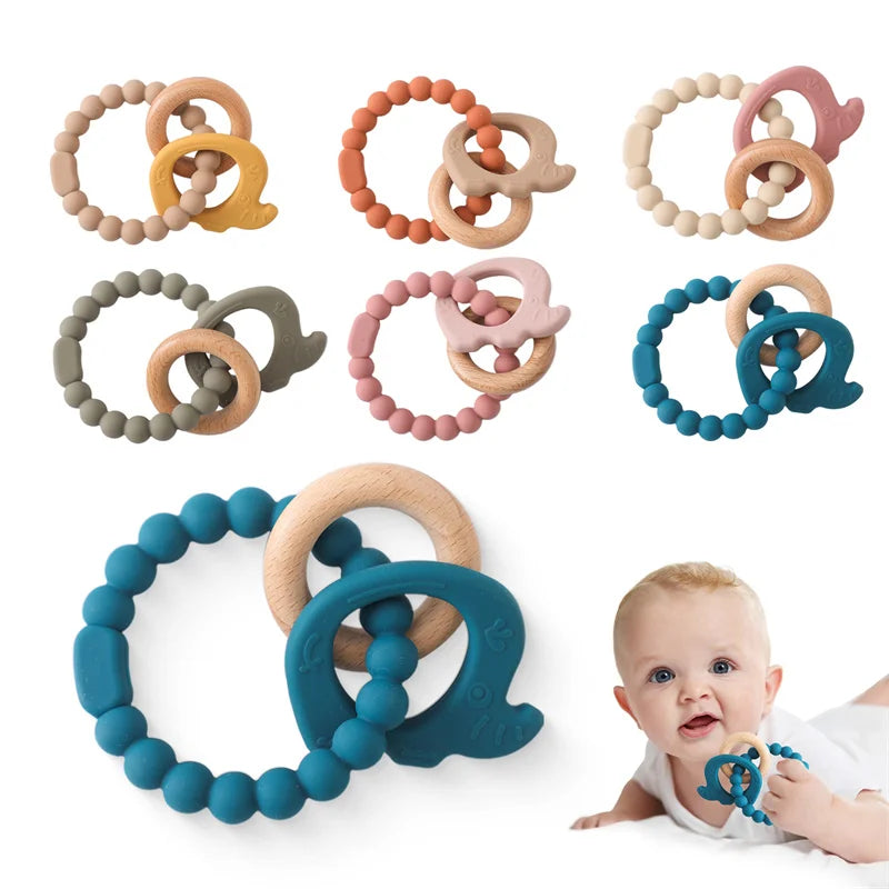 Baby Teething Gloves with Cartoon Bear Design