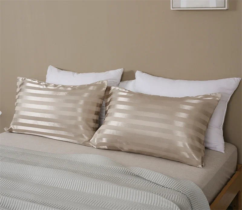 Luxurious Satin Stripe Pillowcase with Envelope Closure