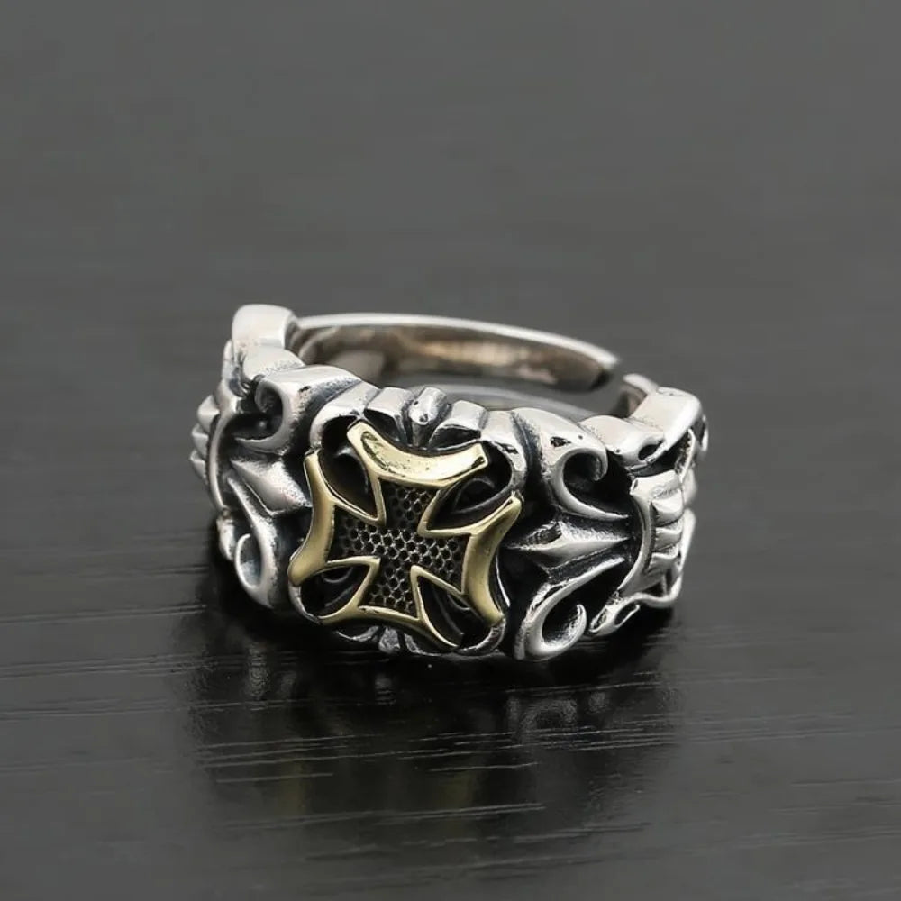 Bague Croix Punk Ajustable pour Hommes