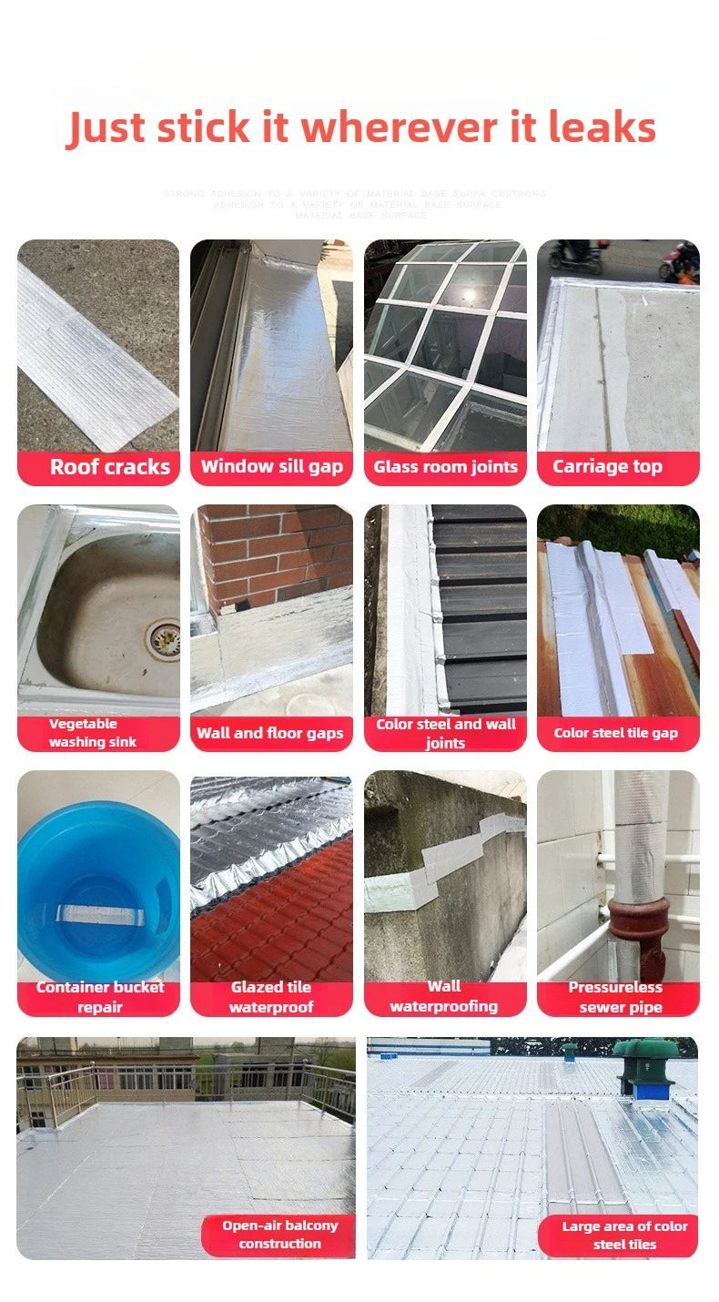 Various aluminum foil sealing strips used for roof cracks, window sill gaps, glass room joints, carriage top, and various rep
