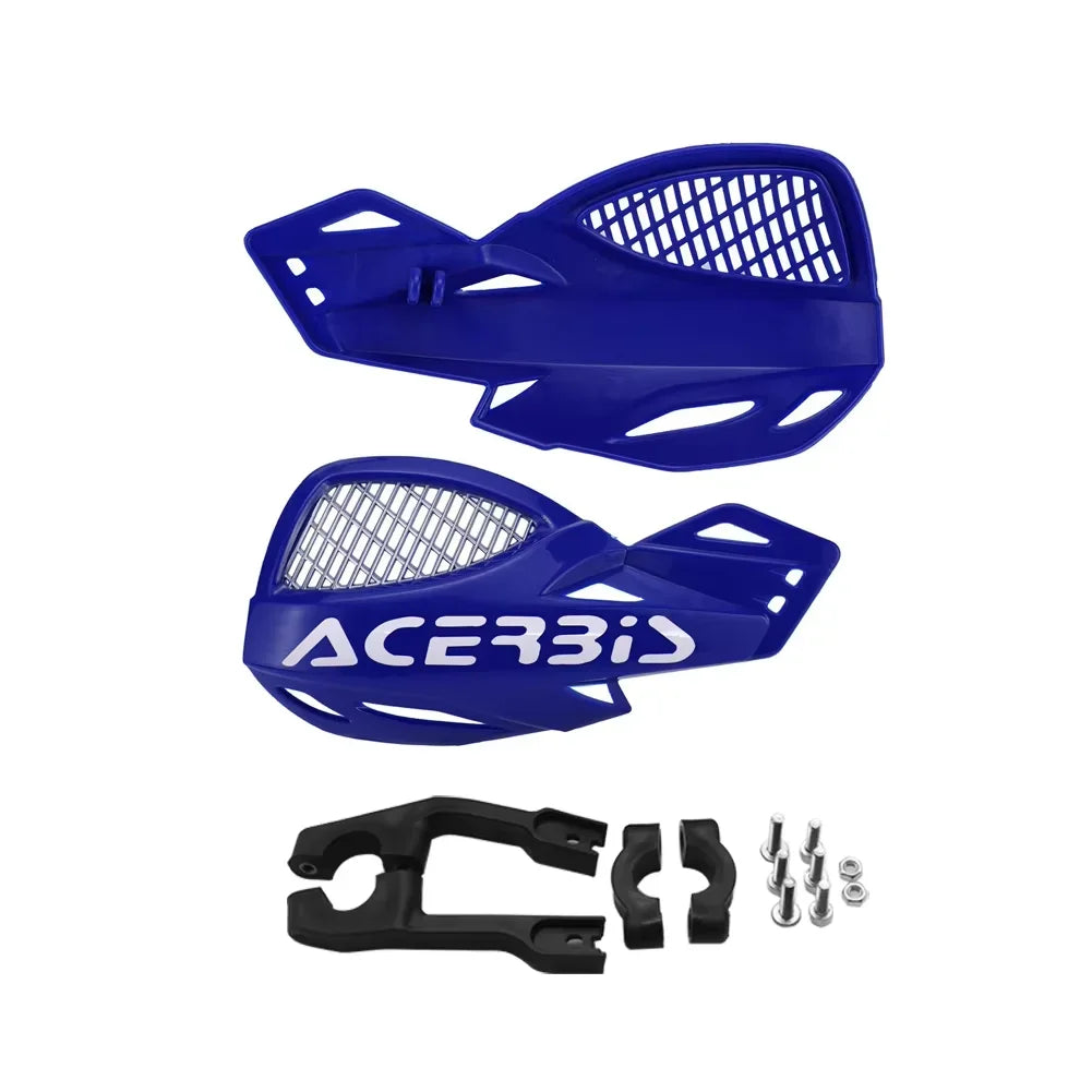 Blue universal motorcycle hand guards made of windproof and protective nylon shields