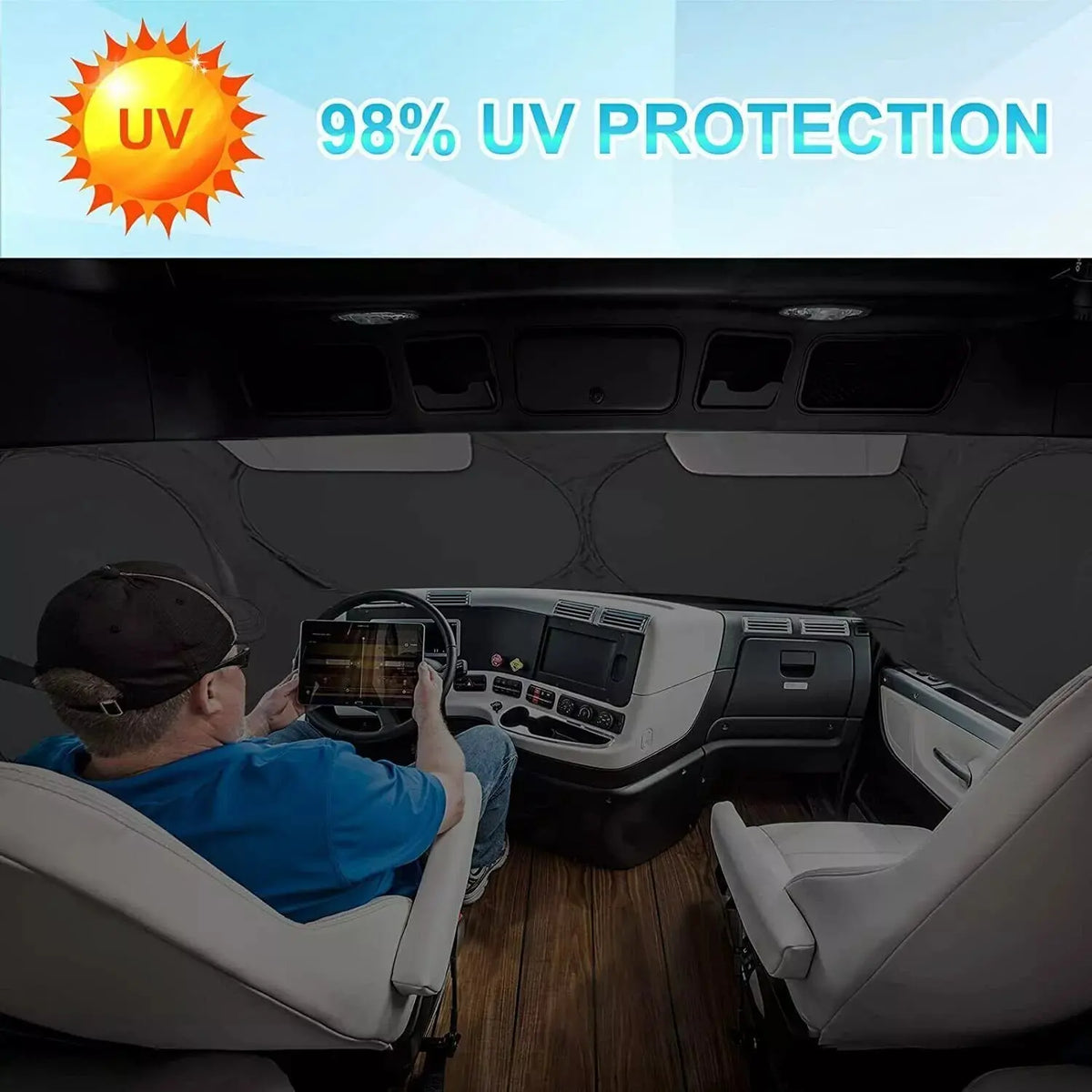 Heavy Duty Windshield Sun Shade for Semi Trucks