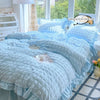 Seersucker Duvet Cover Set with Lace Trim