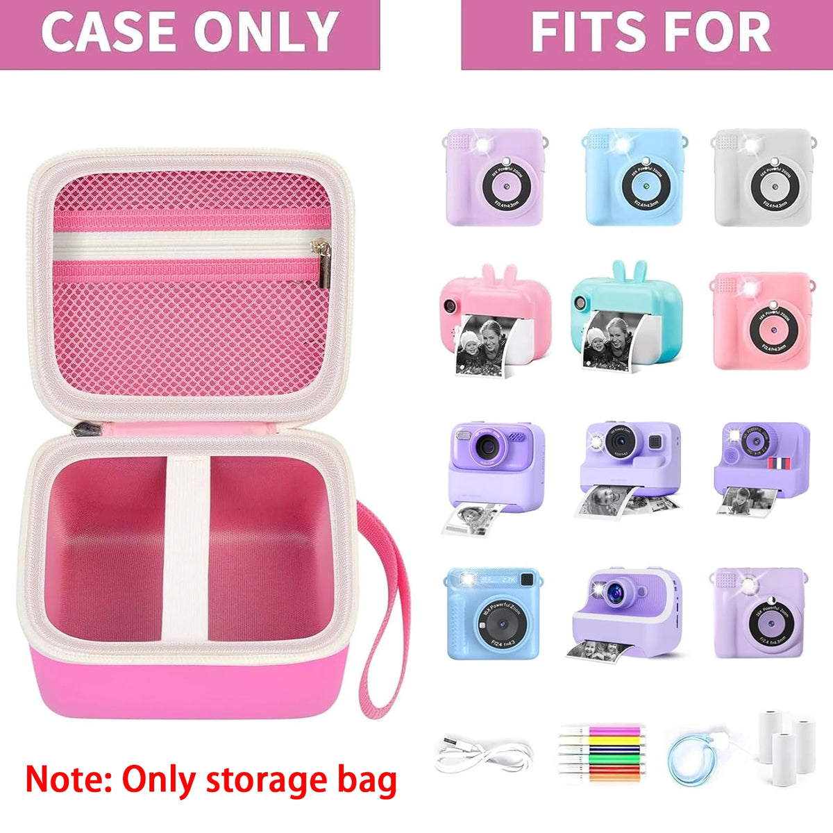 Kids Instant Print Camera Case with Storage Pocket