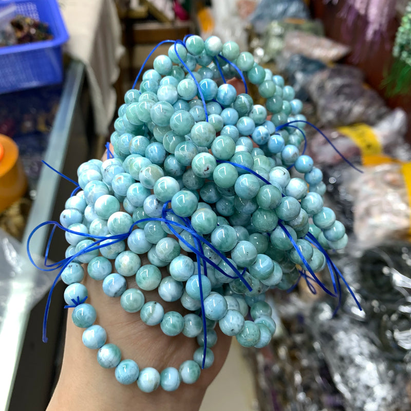 Bracelet en perles de Larimar naturel et cuivre