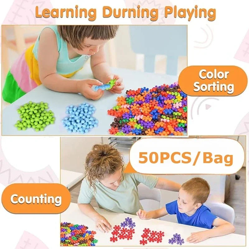 Snowflake Interlocking Building Blocks for Creative Play