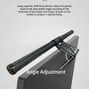 A black clip-on LED monitor light bar is shown with an angle adjustment mechanism, positioned above a dark surface.