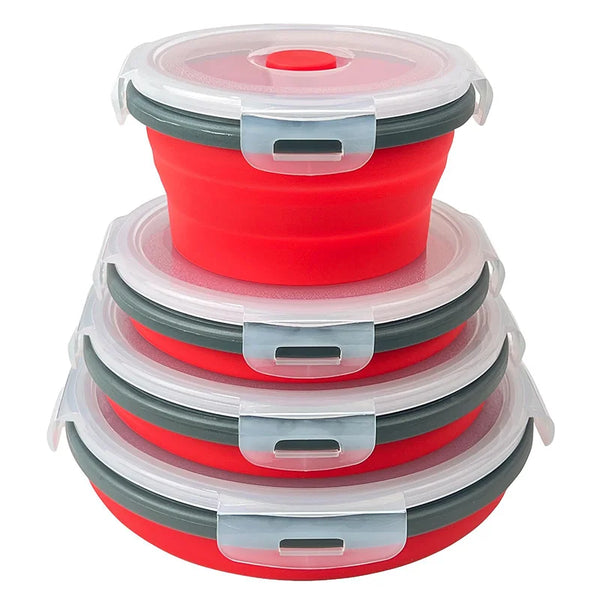 Collapsible Silicone Food Storage Containers with Lids