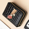 Alphabet Flower Double-Zip Card Wallet with Secure Clasp