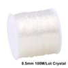 A spool of 0.5mm 100M lot crystal elastic cord for jewelry making and beading.