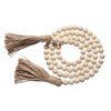 Handcrafted Natural Wood Bead Garland with Tassels for Boho & Farmhouse Decor