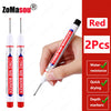 A hand holds a red long marker pen with a needle tip, demonstrating the 2pcs red depth markers.