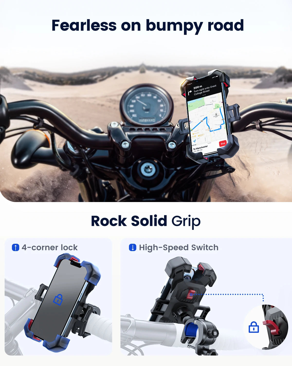 Universal Bike Phone Holder with 360° Rotation & Auto-Lock